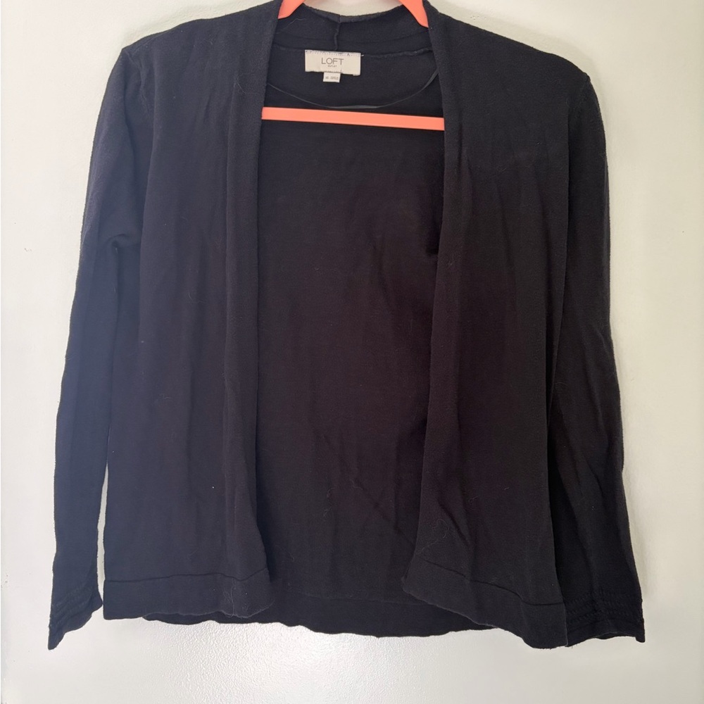 LOFT Women's Black Open Front Cardigan